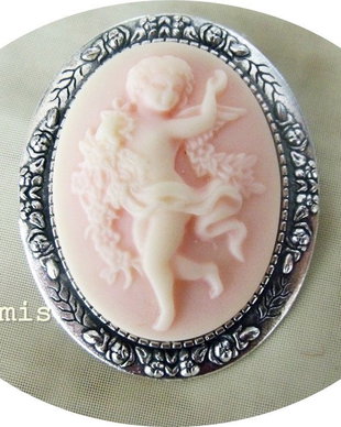 brosa cu camee - pink ethereal angel brooch