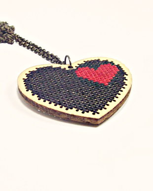 Colier Wood 2Hearts