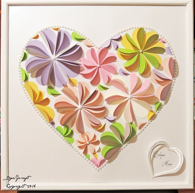 Carte de oaspeti tablou inimi cu mesaje Heart