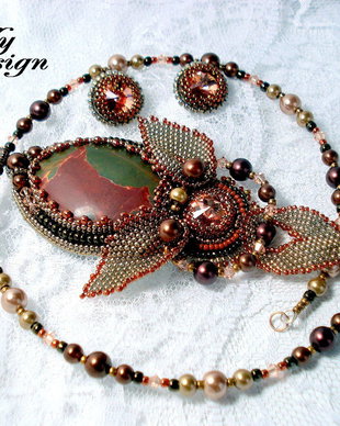 "Bronze Leaves" - Set colier si cercei