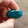 Conector cu agata  teal in rama argintata