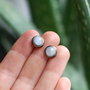 Cercelusi  Mici cu Rainbow Moonstone in baza metalica bronz antichizat  8mm