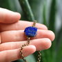 Bratara minimala cu lapis lazuli si elemente metalice bronz antic