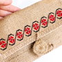 Portofel  din panza de iuta cu broderie traditionala romaneasca