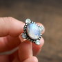 Inel Rainbow moonstone cu baza reglabila