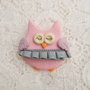 Broșă Pink Owl