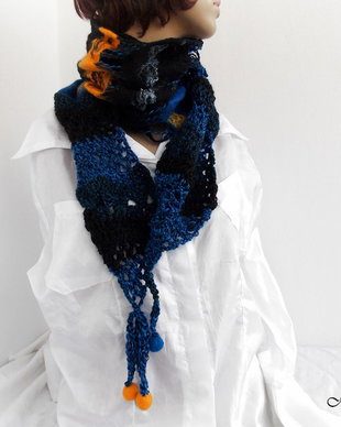 Vandut Fular / Esarfa impaslita cu fir de lana si matase, unisex