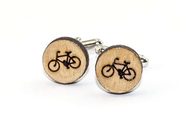 butoni din lemn cu desen bicicleta