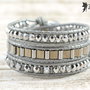 Bratara wrap cu snur de piele si cristale ''Shark skin''
