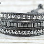 Bratara wrap  cu snur de piele si pietre semipretioase ''Grey Luster''