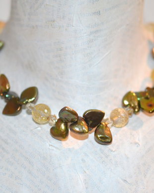 Colier din perle de cultura, cristale Swarovski si citrin natural