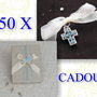 50 Cruciulite botez cu fundita si cutie cadou, Cruciulite botez baiat, Oferta cruciulite botez