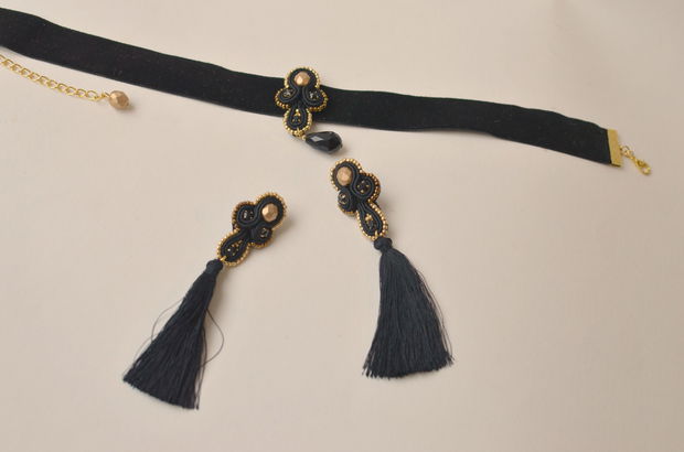 Choker negru soutache