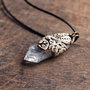 Colier tribal Quartz Point , piele si lut polimeric modelat manual