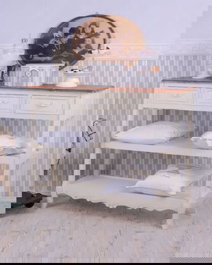 COMODA ALBA CU MARO DIN LEMN MASIV ANTICHIZAT