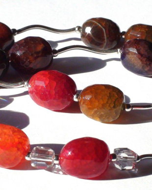Colier din Argint 925 si Agate fatetate colorate si Cristale albe transparente  CO163 - colier romantic delicat, colier casual