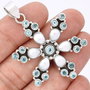 Ag381 - Pandantiv, argint 925, perle tip Mallorca, topaz bleu, fulg de nea / floare