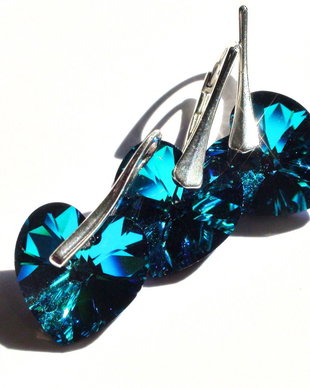 Pandantiv si cercei din Cristale Swarovski inima  PA142.1, CE142.1 - cercei albastri, cercei stralucitori, cercei romantici delicati