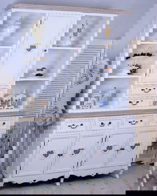 BUFET MARE PENTRU BUCATARIE  DIN LEMN ALB CU MARO