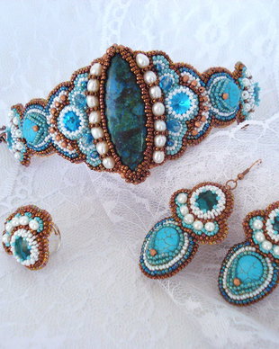 Set bratara, cercei, inel