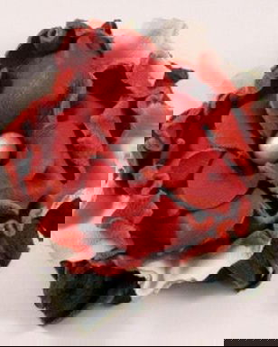 R0015 - Brosa / agrafa / clema, piele naturala, perla creponata, floare