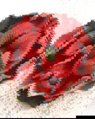 R0016 - Brosa / agrafa / clem, floarea, piele naturala, agata fatetata