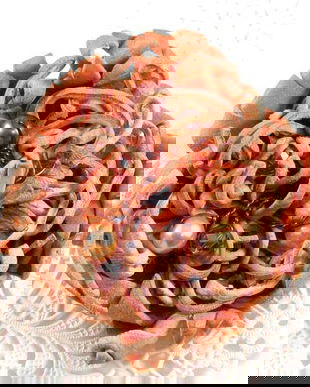 R0018 - Brosa / agrafa / clema, piele naturala, agata, perle, sticla Cehia, floare