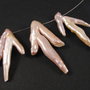 9148 - (3buc) Perle biwa, gherute, 38x21 - 44x22mm