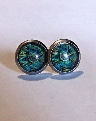 Cercei inox si cabochon sticla 8mm