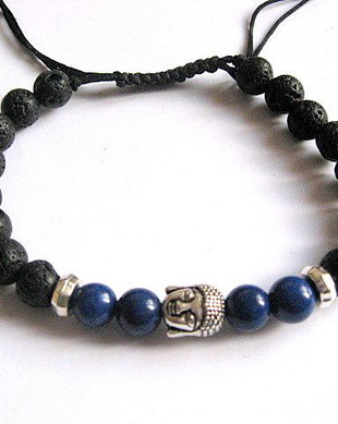 bratara unisex cu roca vulcanica, lapia lazuli  27679
