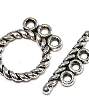 Inchizatoare toggle, argintiu antichizat, 16x12.5 mm