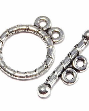 Inchizatoare toggle, argintiu antichizat, 15.5x12 mm