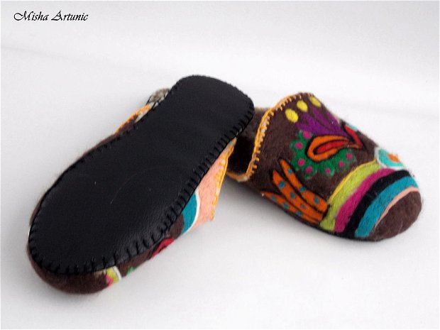 Papuci de casa impasliti cu model mexican, pentru femei