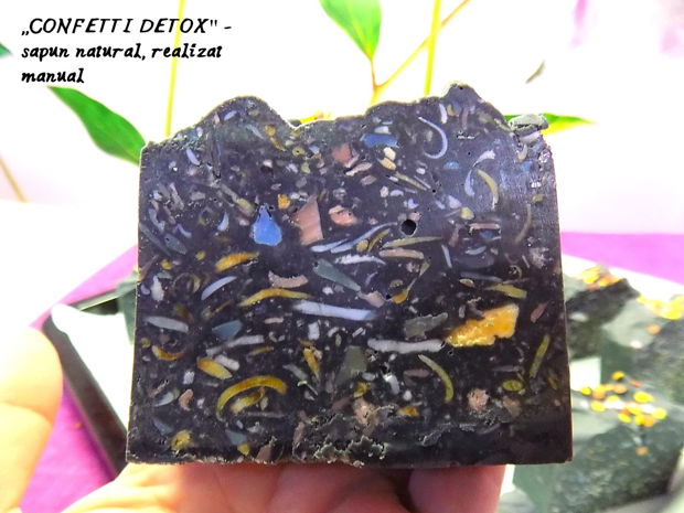 ,,DETOX CONFETTI''- sapun natural detoxifiant (cu carbune vegetal activ & mascarpone)