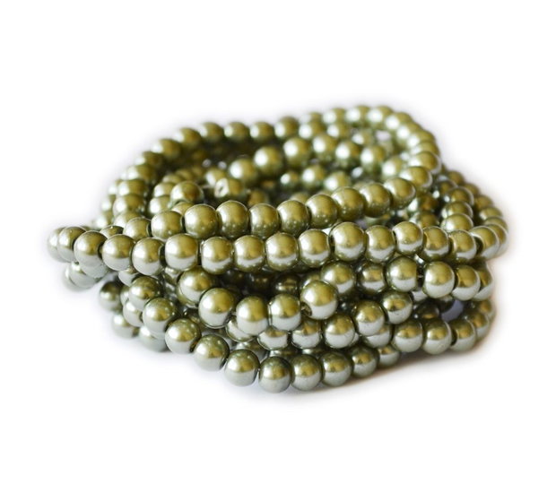 Perle sticla verde oliv, 8mm (10 buc) GSLAK 082