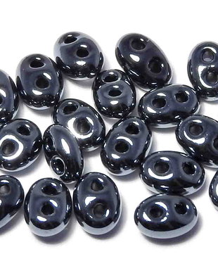Margele duble, twin, jet iris gunmetal