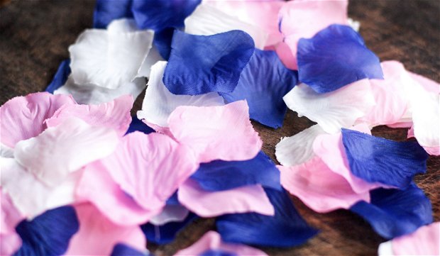 Lot 500 mix petale textile - crem, roz, bleumarin