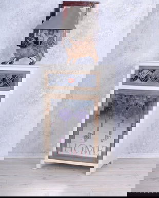 NOPTIERA DIN LEMN MASIV ALB CU MARO