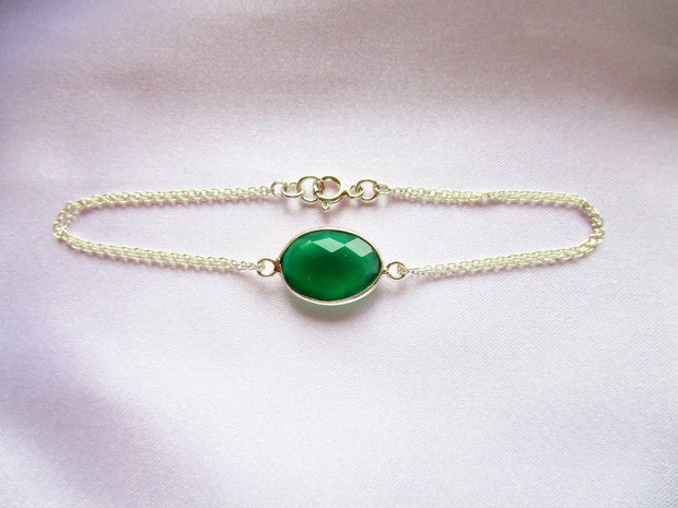 Bratara argint cu link onix verde