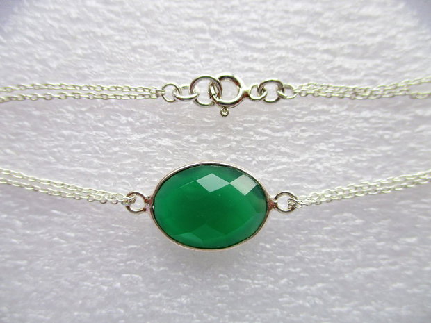Bratara argint cu link onix verde