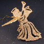 9174 - (1buc) Figurina acril, efect stardust / glitter auriu, inger protector, 3D, Craciun