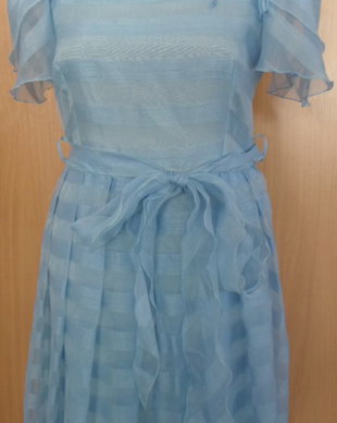 rochie organtza bleu cu dungi