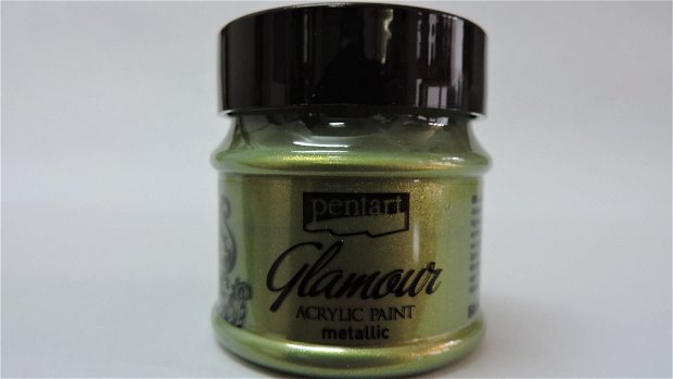 Vopsea acrilica metalizata Glamour- 50 ml- aur verde