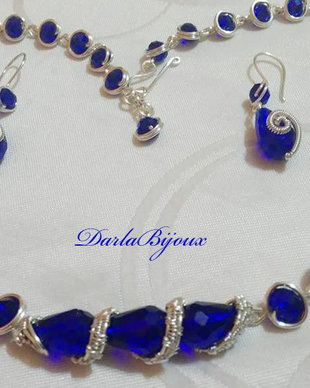 Set cristale fatetate albastre