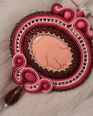 Pandantiv soutache roz-fucsia