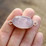 Conector  quartz roz pal in rama argintata