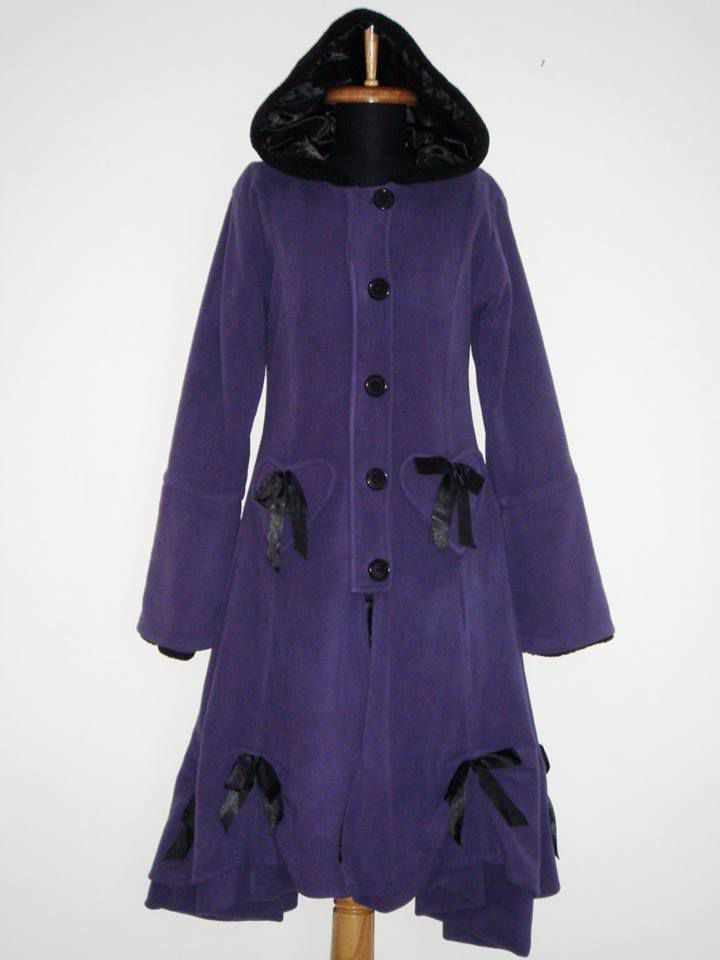 Palton extravagant, cu gluga, Poizen Industries - Alice Purple Coat