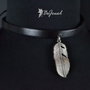 Choker din piele si zamak placat cu argint ''Feather''