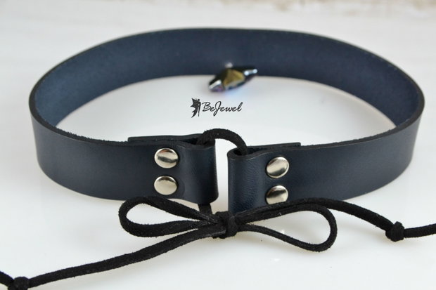 Choker piele cu element decorativ placat cu argint ''Malta''