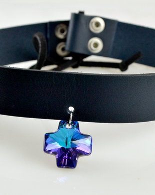 Choker piele cu element decorativ placat cu argint ''Malta''